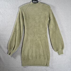 Lalavon Sweater Mini Dress Turtleneck Soft‎ Fleece Womens M Sage Green Cozycore